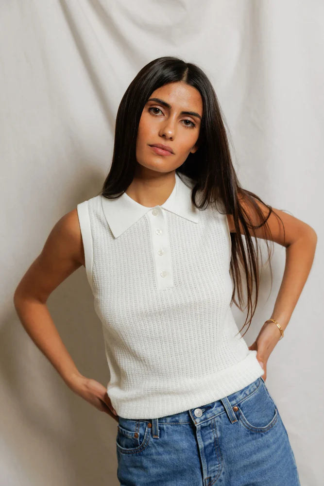 Perfect White Tee Fran Pointelle Polo