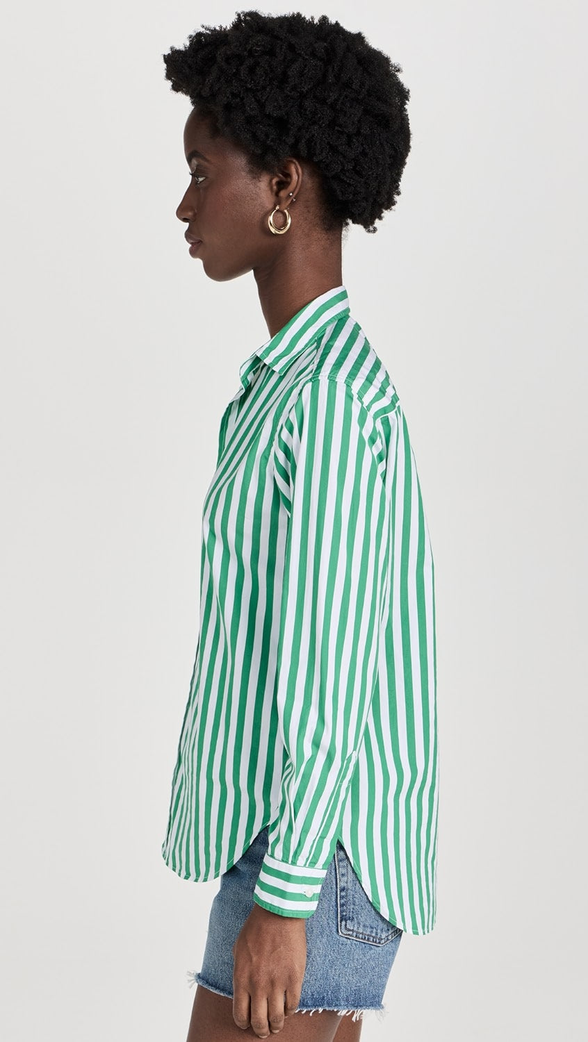 Frank & Eileen Frank Classic Button-Up Shirt - Wide Green Stripe