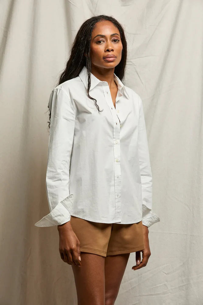 Perfect White Tee Gisele Button Up Top