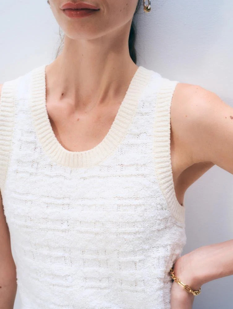 White + Warrren Textured Boucle Tank Top 21720