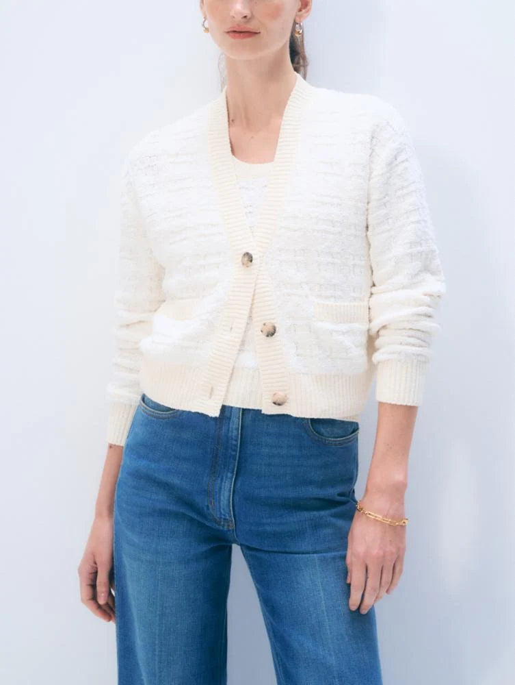 White + Warren Textured Boucle Cardigan 21721