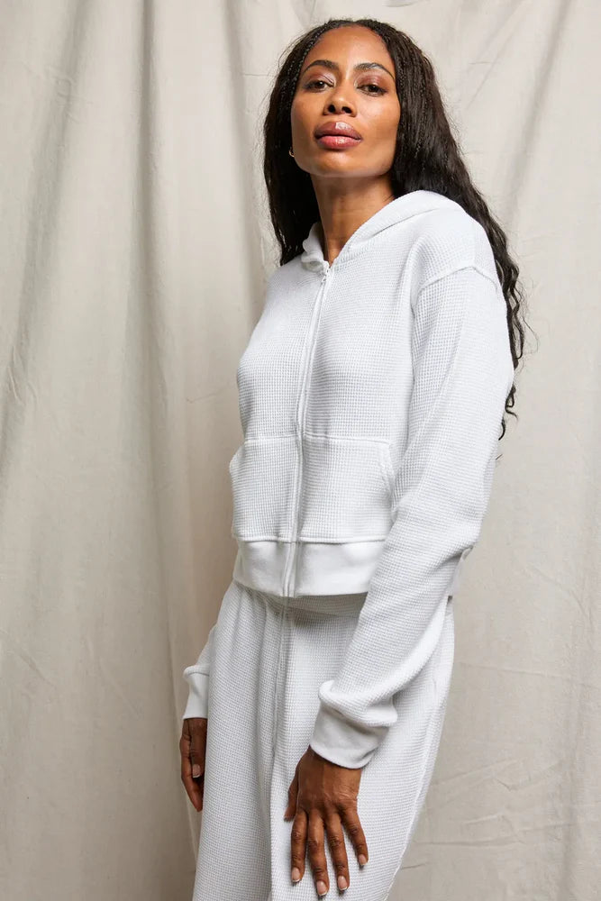 Perfect White Tee Inez Waffle Zip-Up Hoodie