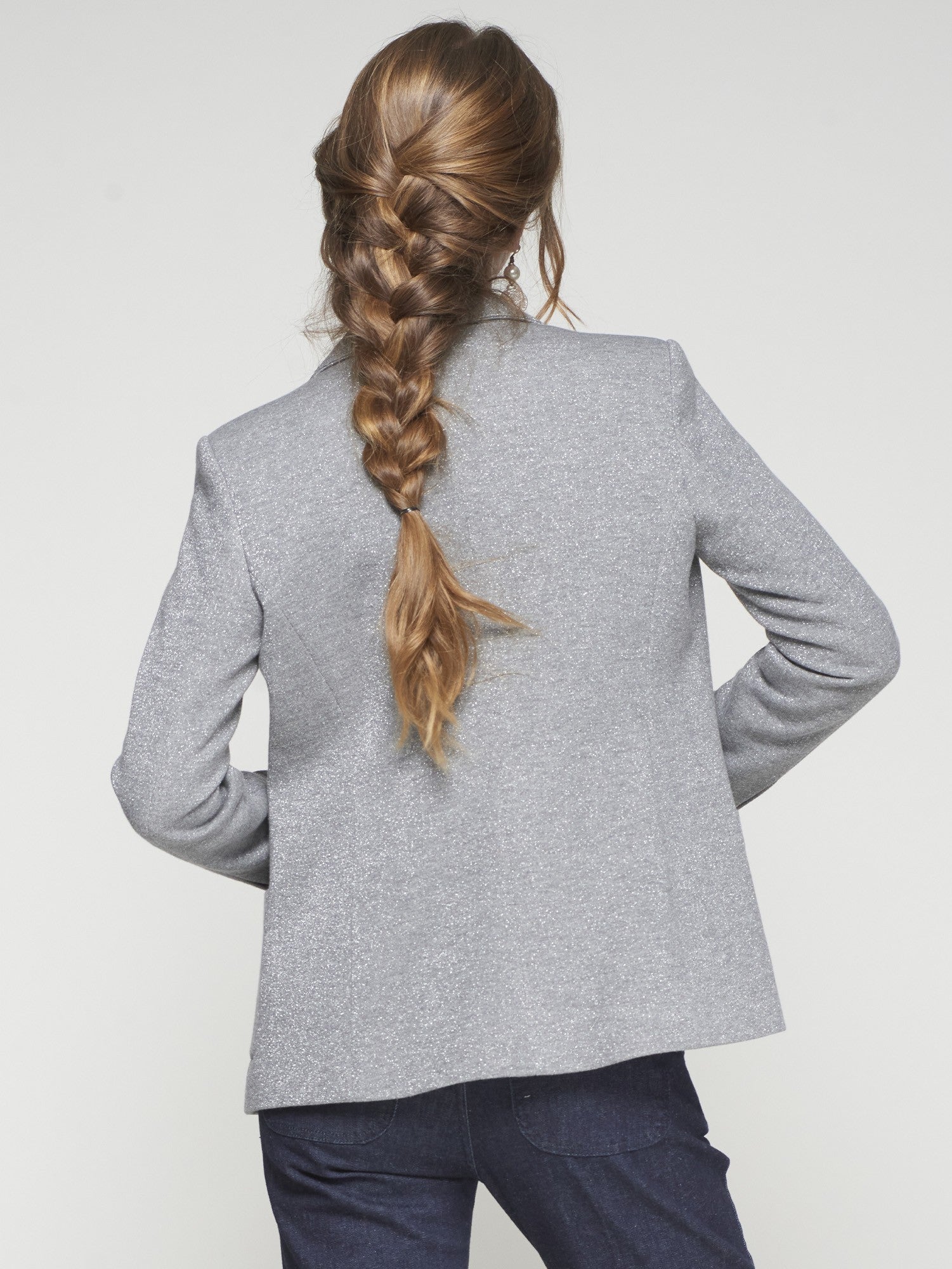 Vilagallo Silver Lurex Grey Blazer 32780