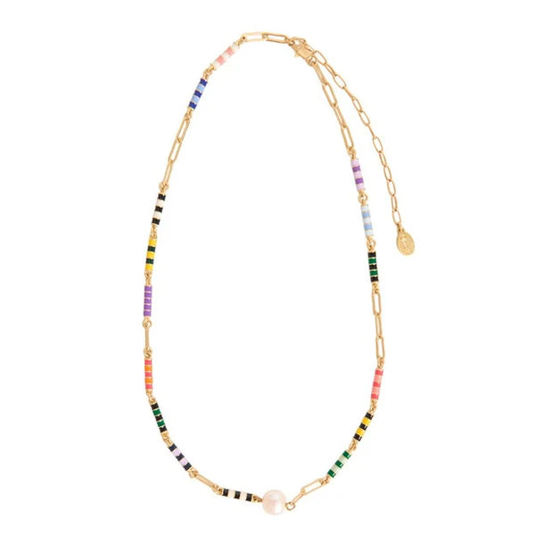 Clare V. Le Stripe Pearl Necklace CVJ1000995