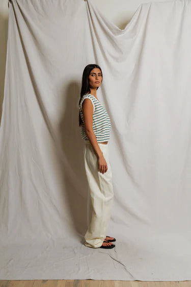Perfect White Tee Joy French Terry Striped Scoop Tank