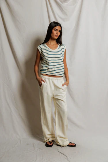 Perfect White Tee Joy French Terry Striped Scoop Tank