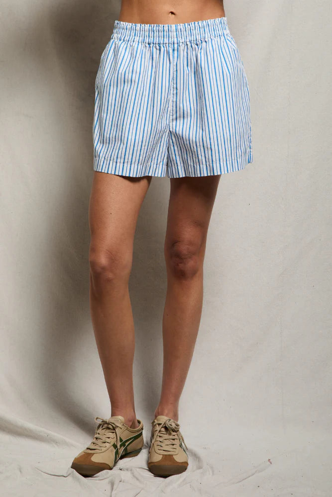 Perfect White Tee Julie Stripe Poplin Pull-On Shorts With Pockets