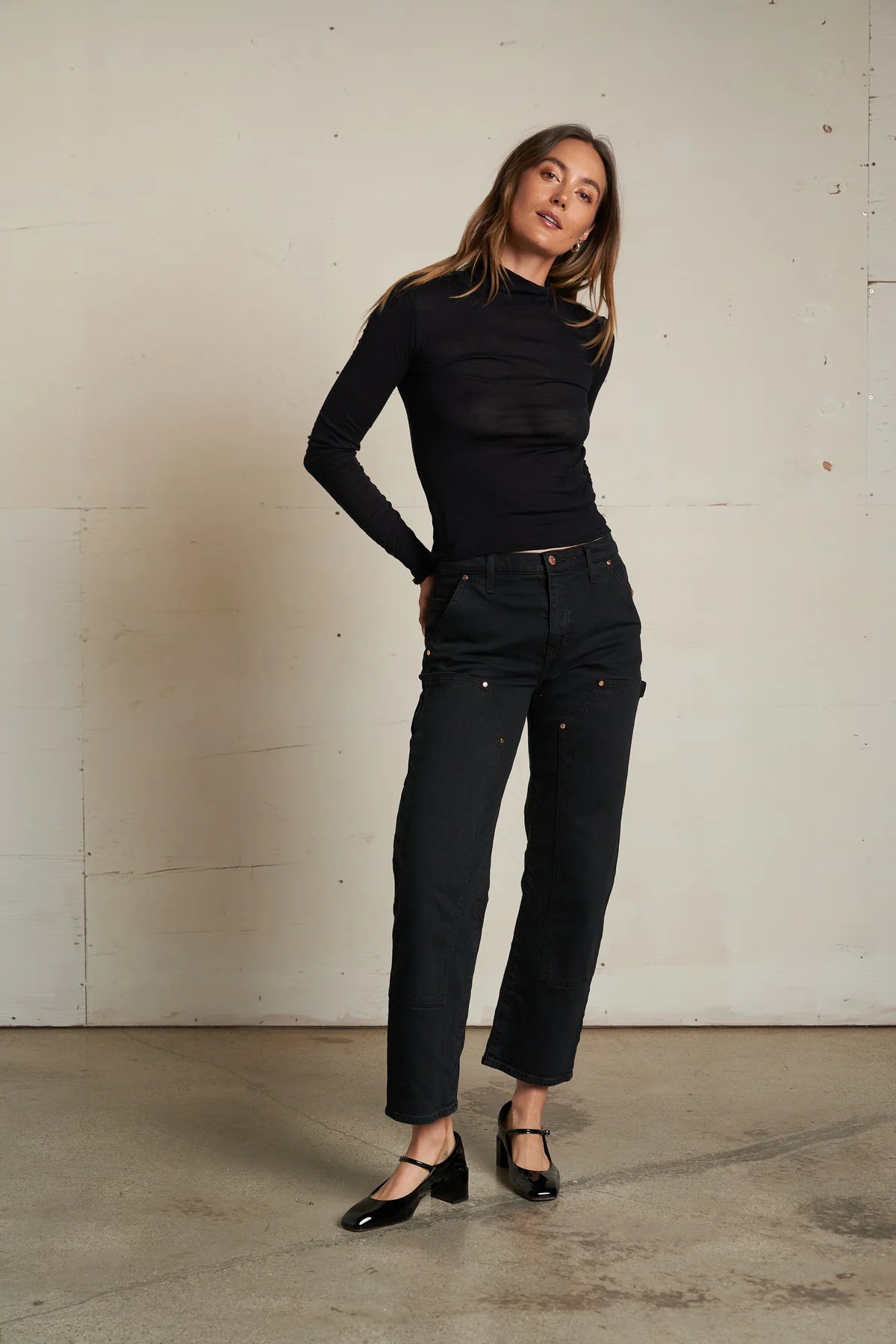 Perfect White Tee Kim French Jersey Mockneck Top