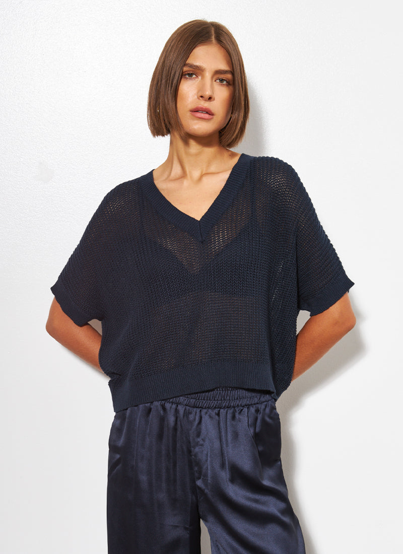 Line the Label Piper Sweater in Prussian Blue