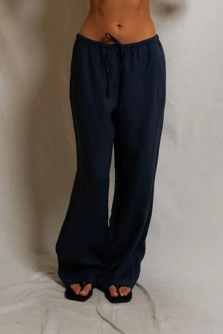 Perfect White Tee Lorana Linen Drawstring Pants