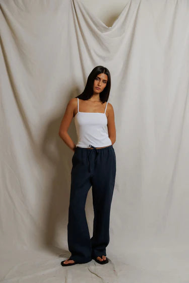 Perfect White Tee Lorana Linen Drawstring Pants