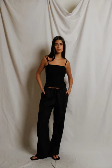 Perfect White Tee Lorana Linen Drawstring Pants