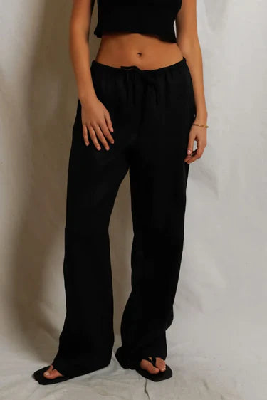 Perfect White Tee Lorana Linen Drawstring Pants