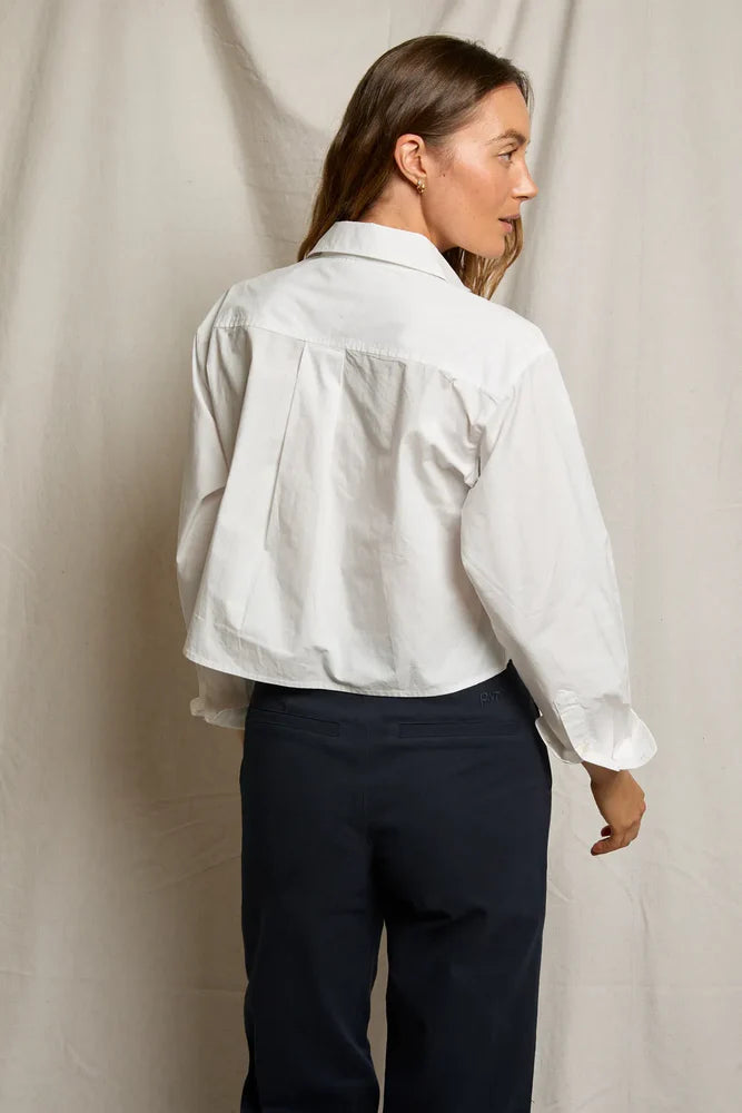 Perfect White Tee Naomi Cropped Button Up Top