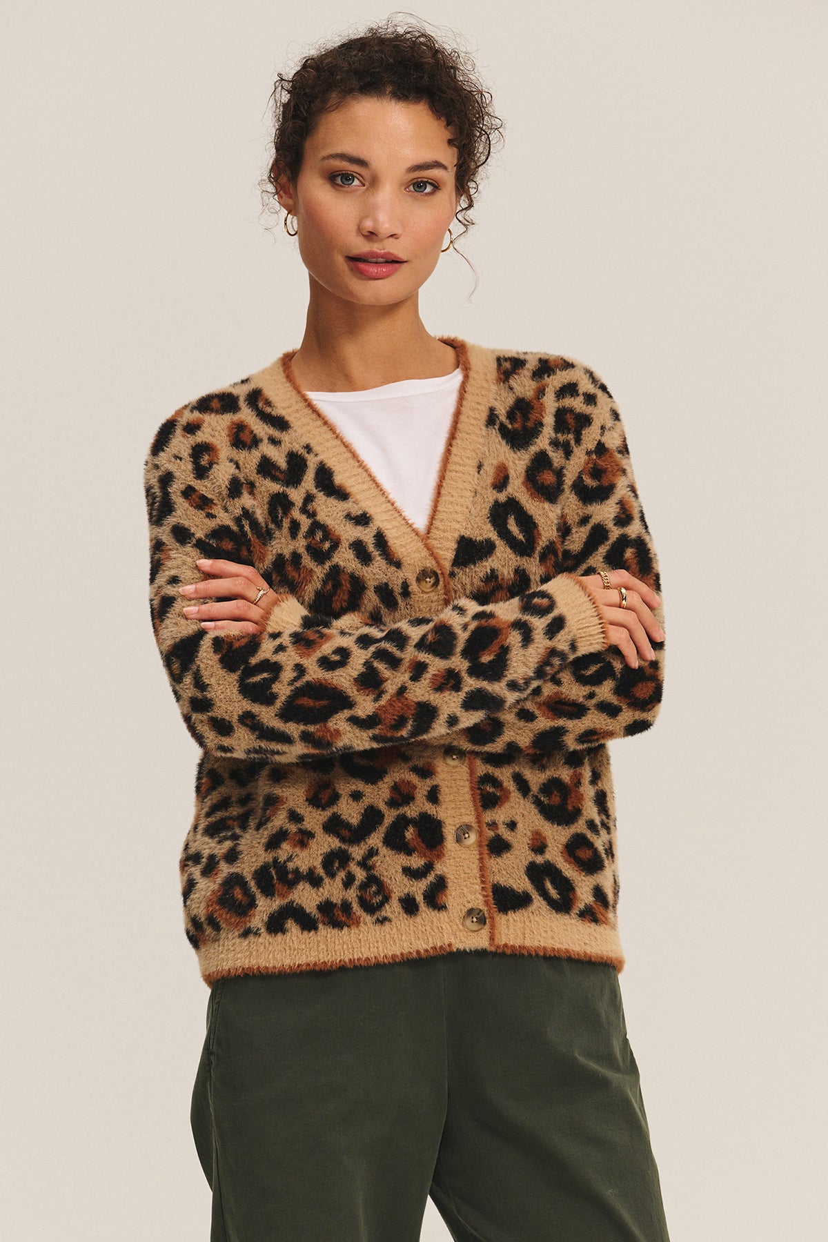 Velvet Betsy Long Sleeve Leopard Cardigan