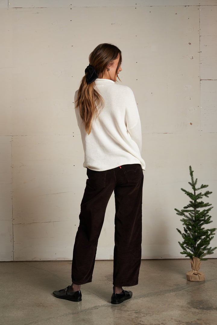 Perfect White Tee Nova Cotton Cashmere Mock Neck Sweater