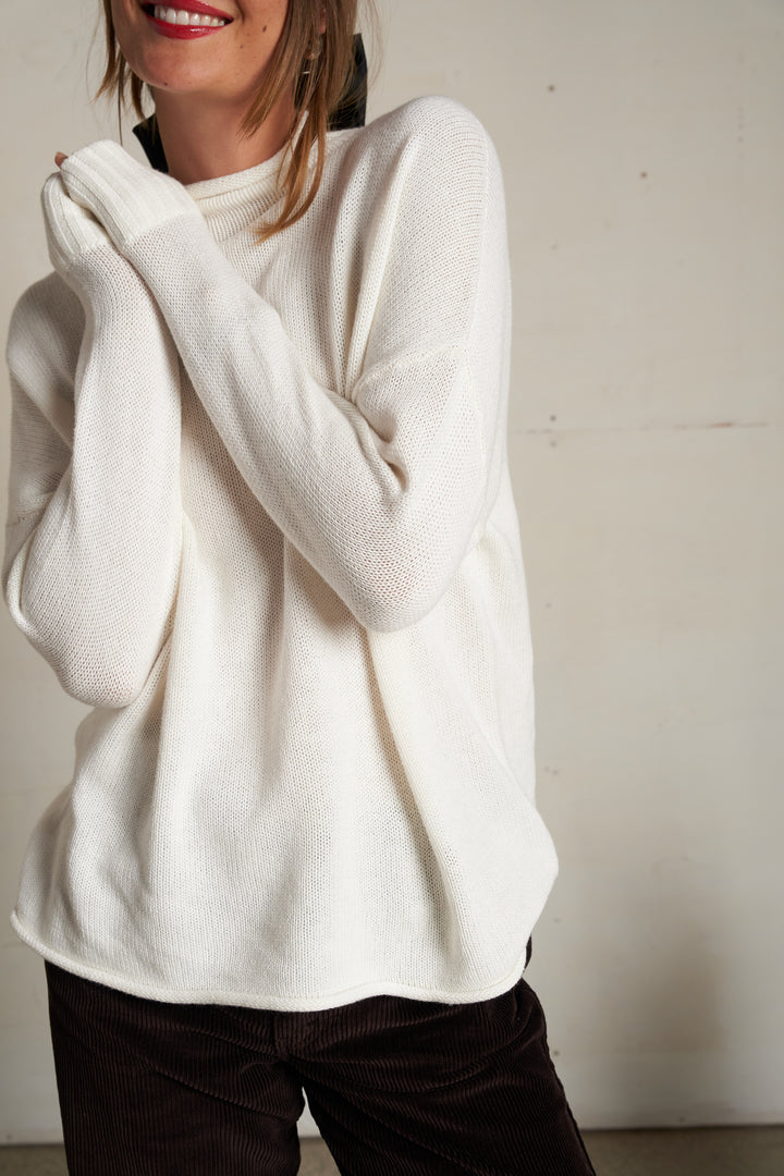 Perfect White Tee Nova Cotton Cashmere Mock Neck Sweater