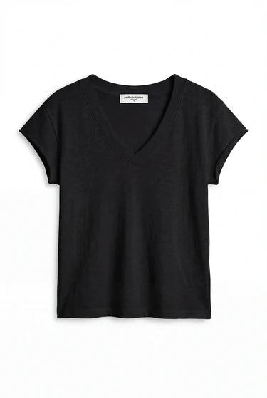 Perfect White Tee Pearl V Neck Tee Shirt