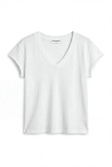 Perfect White Tee Pearl V Neck Tee Shirt