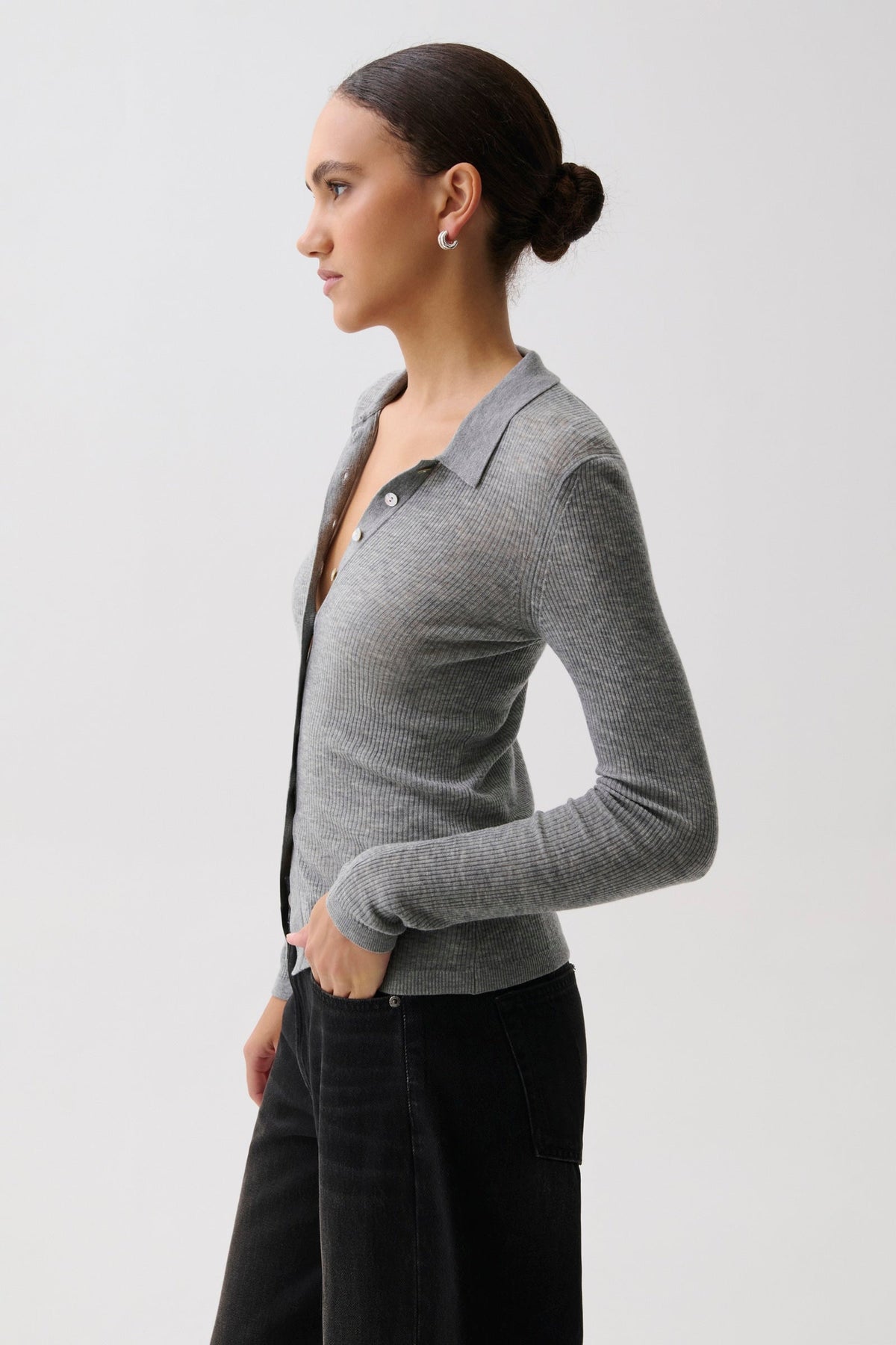 Pistola Korey Featherweight Cardigan - Heather Charcoal — photo 3