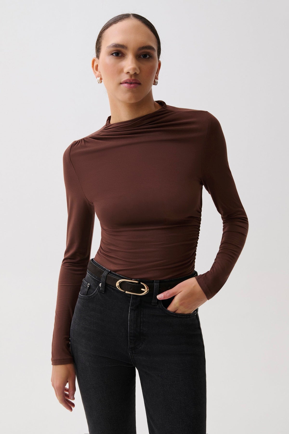 Pistola Nathalia Draped Mock Neck - Woodland — photo 2