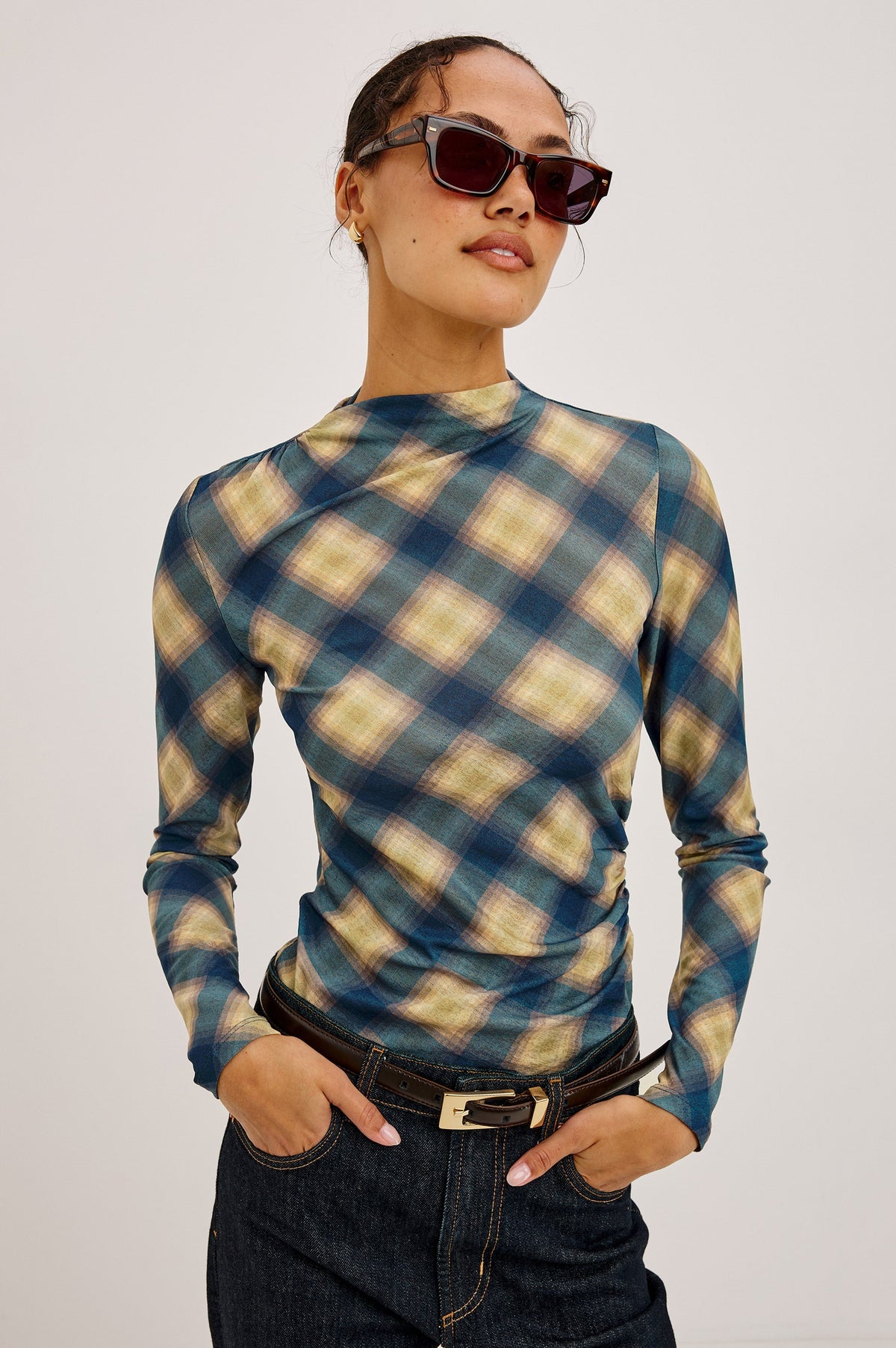 Rails Joelle Top - Navy Sage Plaid