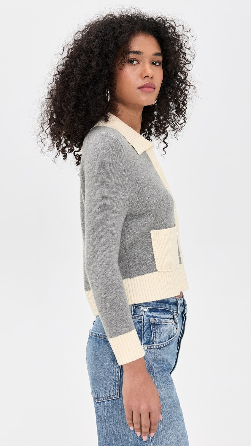RE/DONE Pearl Contrast Cardigan 845-10WPRLCAR