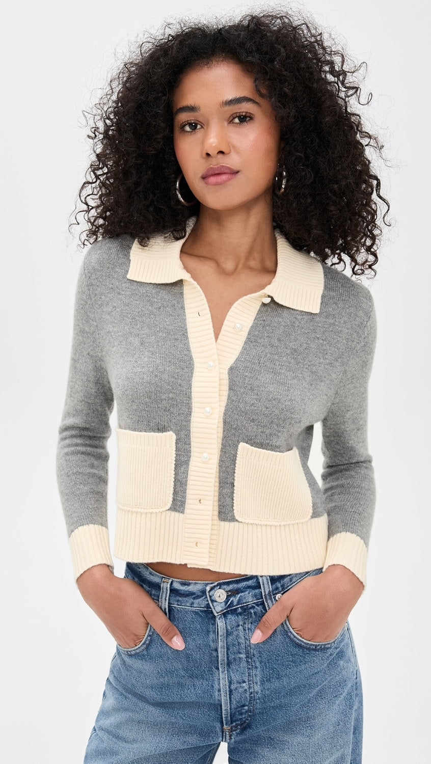 RE/DONE Pearl Contrast Cardigan 845-10WPRLCAR