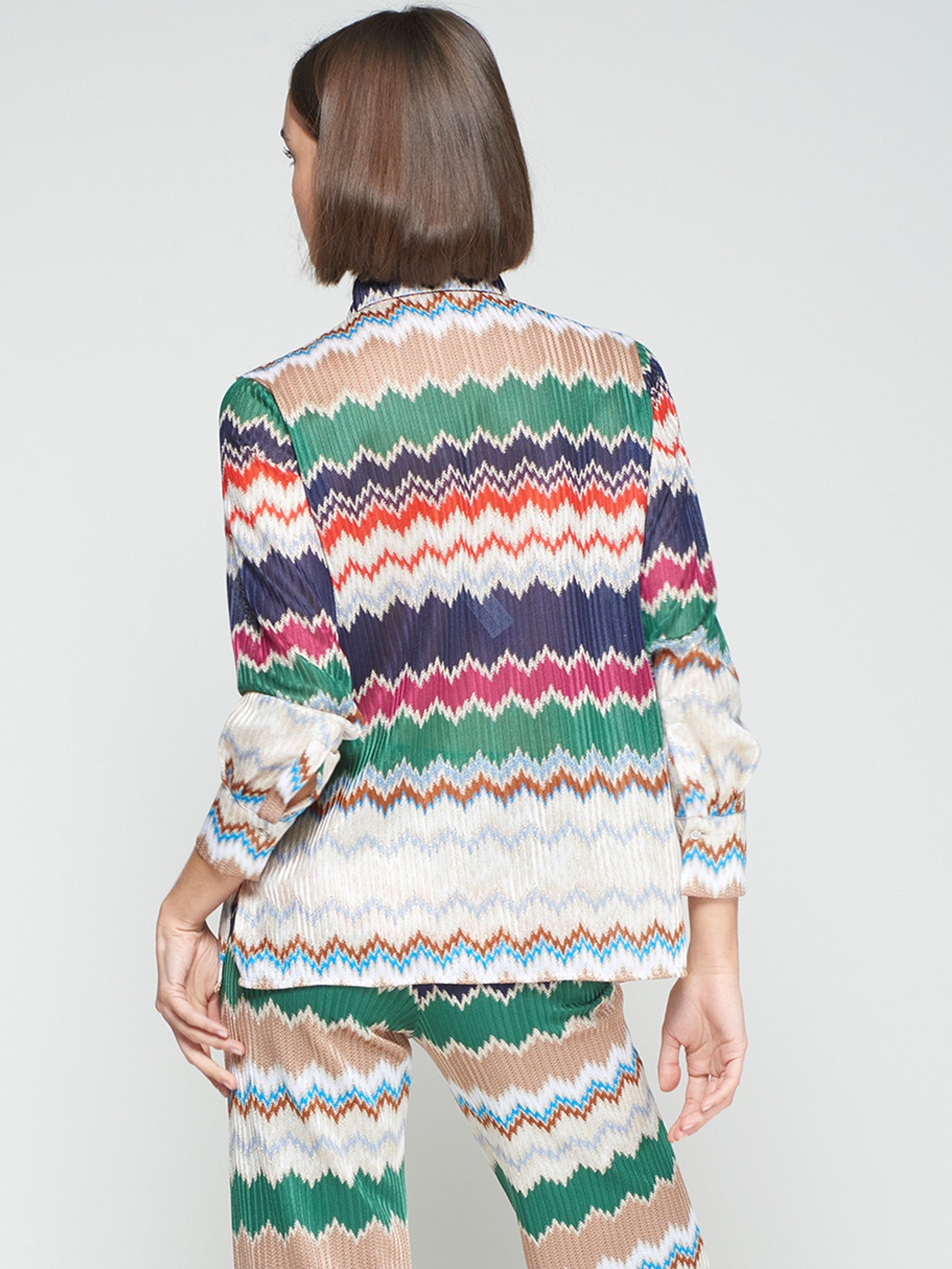 Vilagallo Mariela Herringbone Lurex Jacquard Shirt 32970