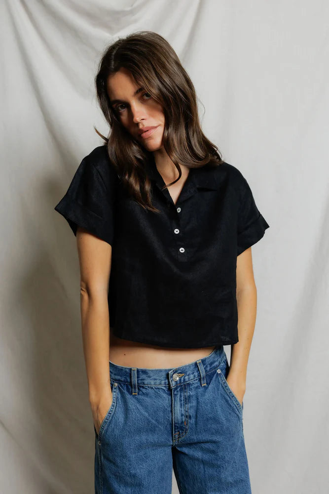 Perfect White Tee Tabitha Woven Polo