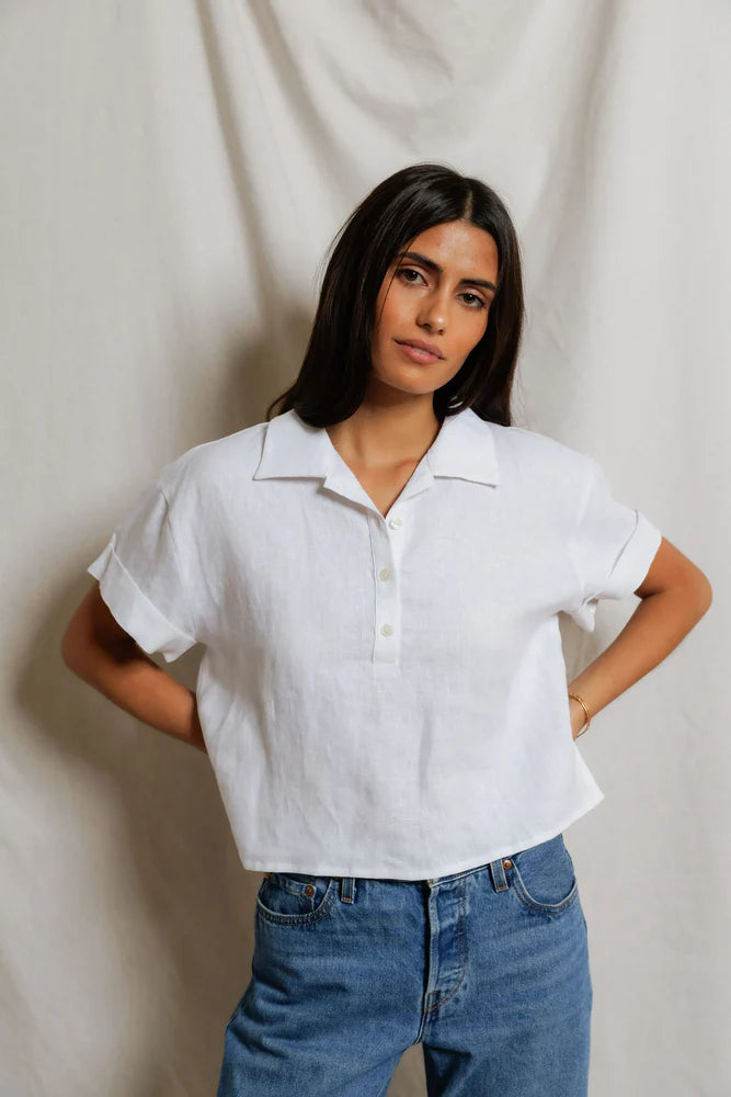 Perfect White Tee Tabitha Woven Polo