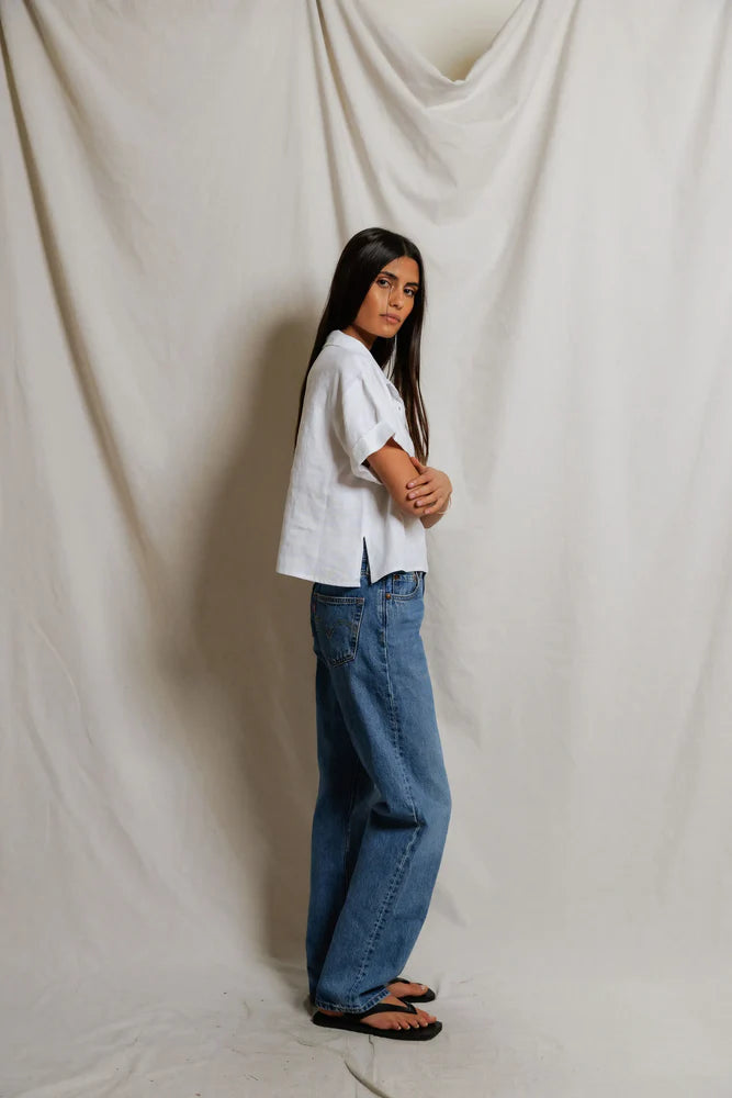 Perfect White Tee Tabitha Woven Polo
