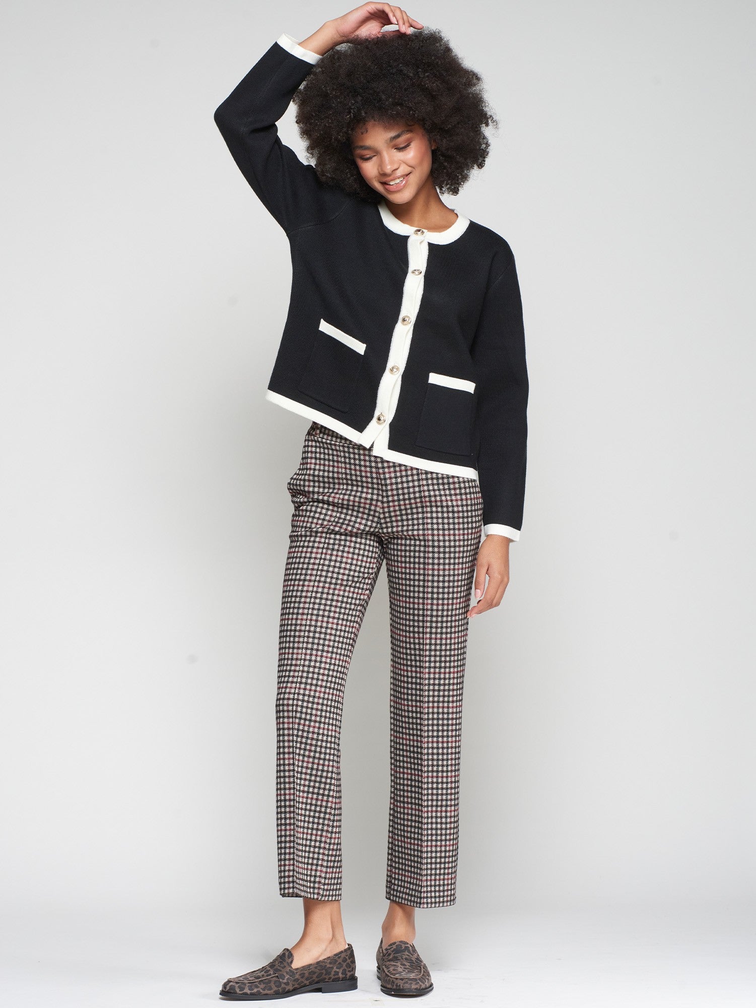 Vilagallo Carole Trouser in Houndstooth Knit 32698