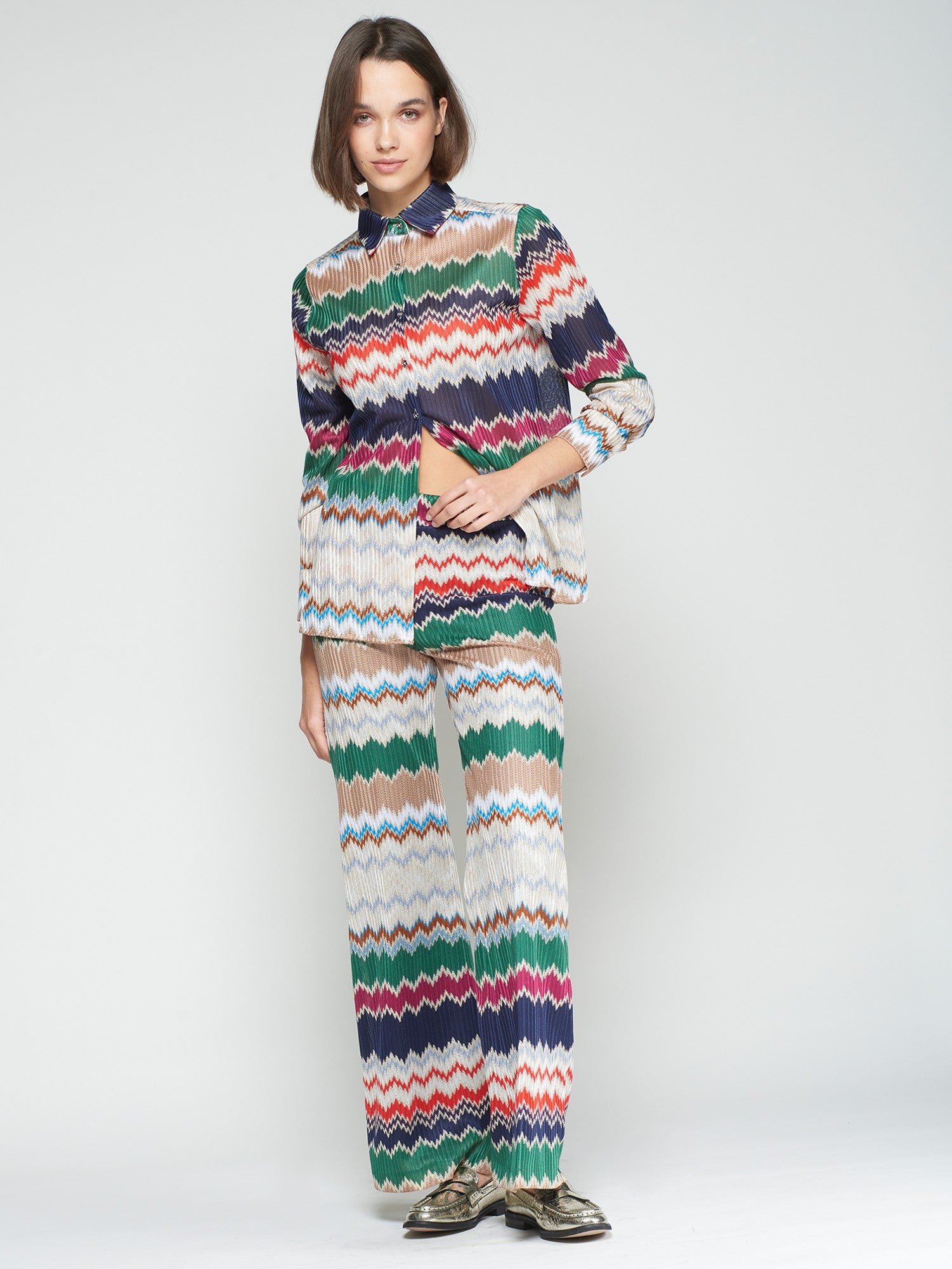 Vilagallo Venus Herringbone Lurex Jaquard Trouser 32973