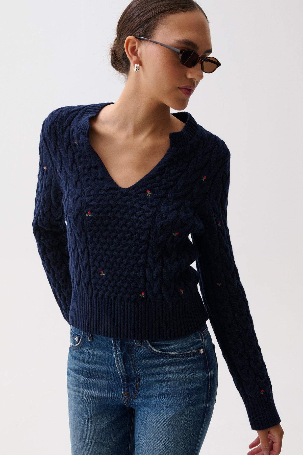 Pistola Shana Cable Embroidered Sweater - Soft Night