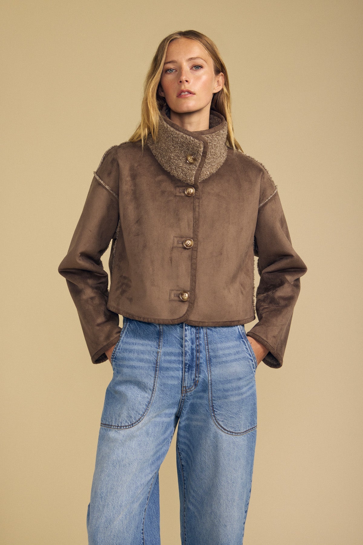 Velvet Esme reversible jacket in Faded Coco