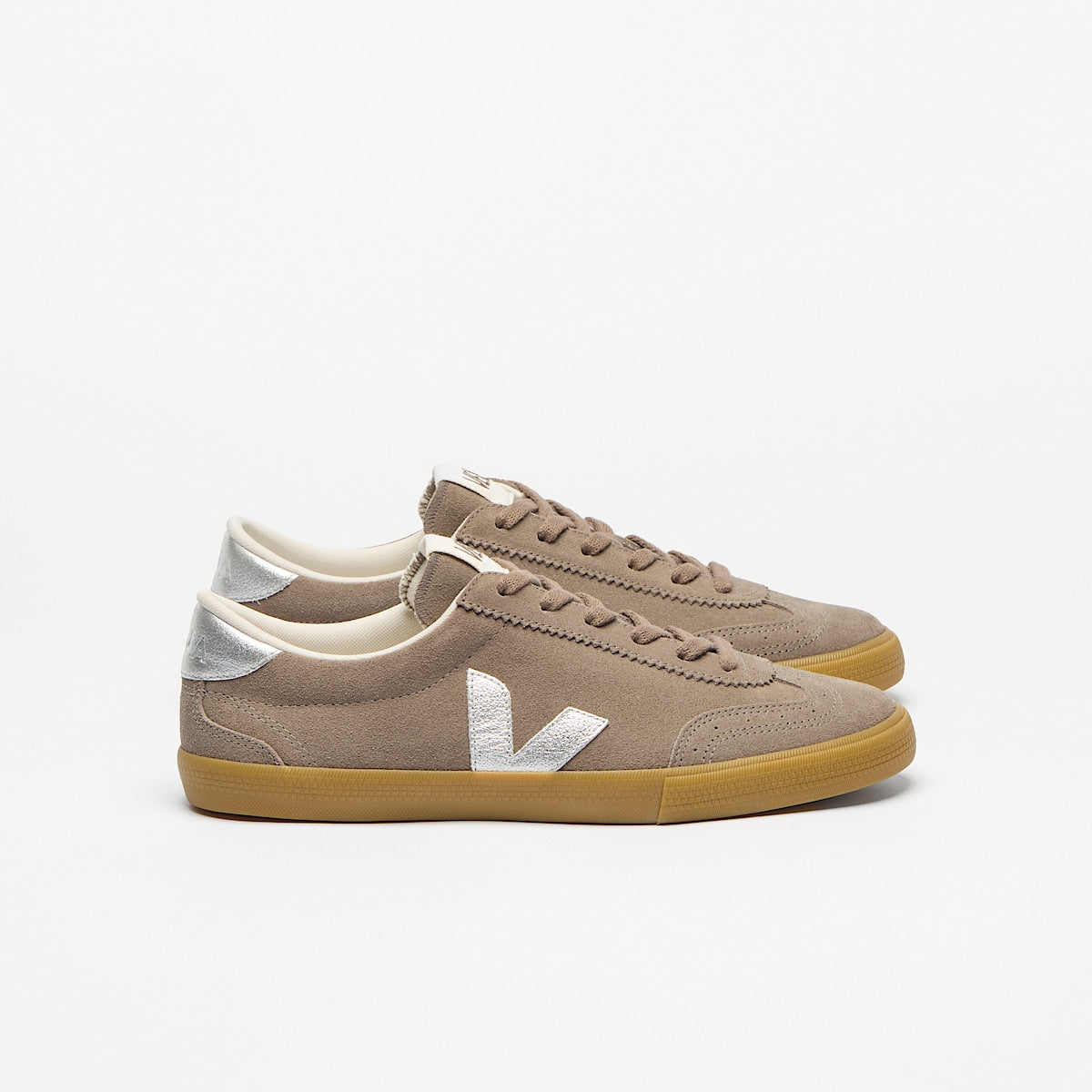 Veja Volley Suede Moonrock Silver lateral view