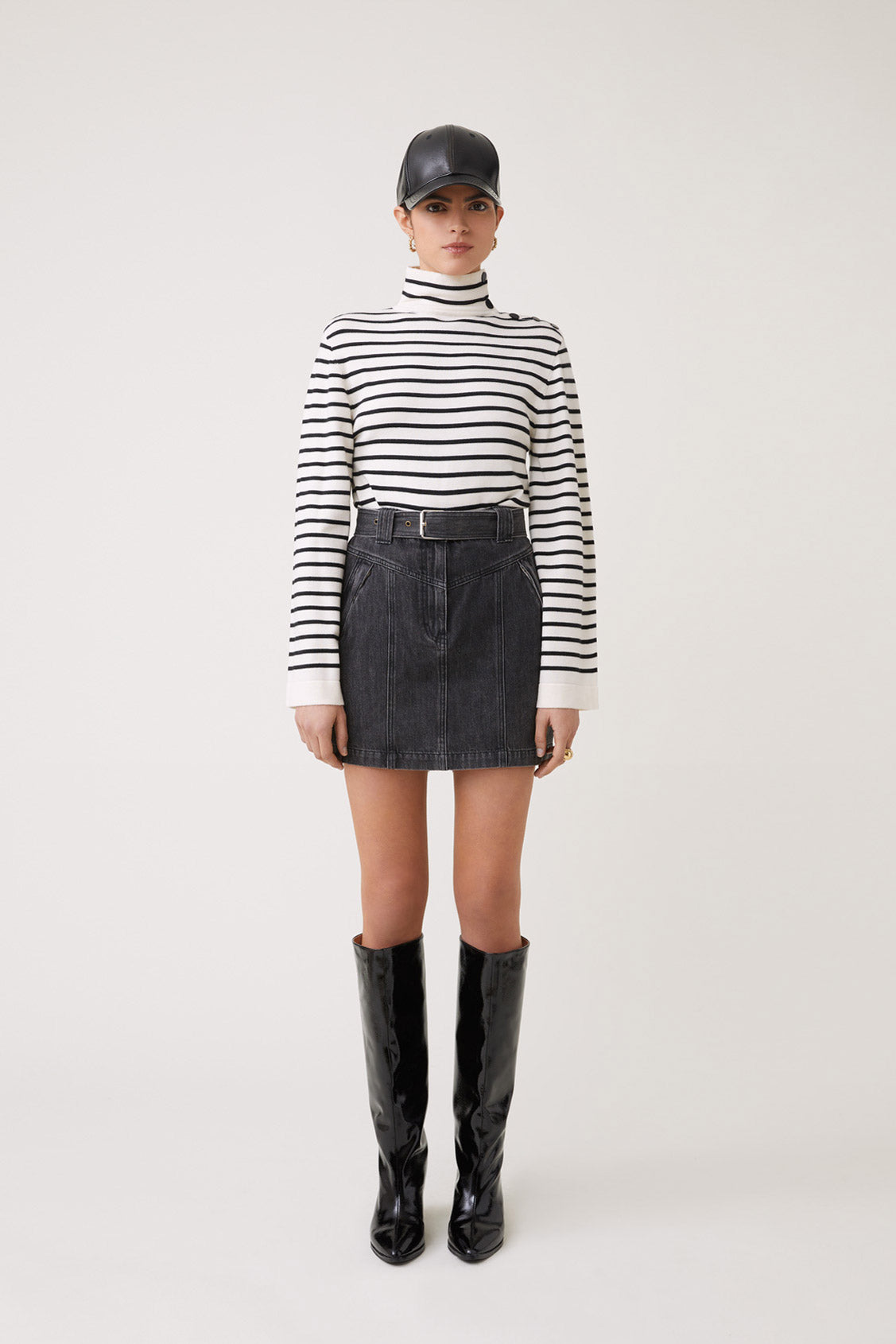 SUNCOO Piriac Striped High-neck Sweater