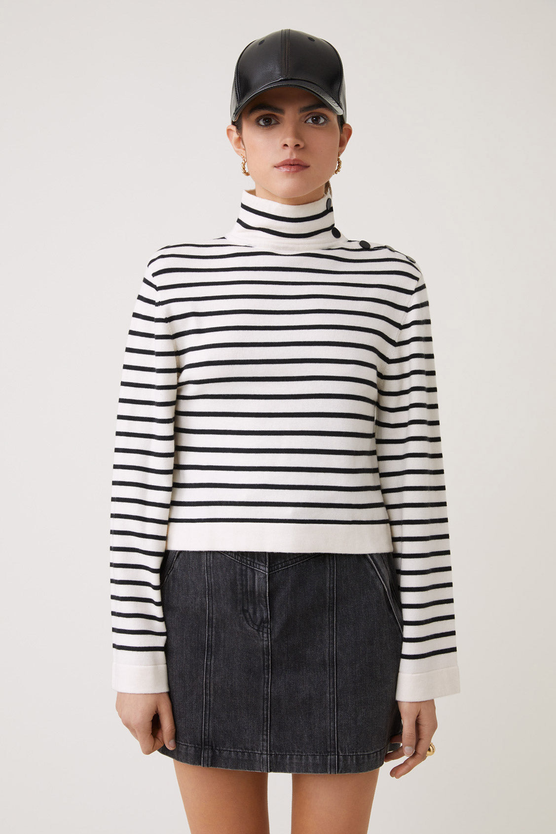 SUNCOO Piriac Striped High-neck Sweater