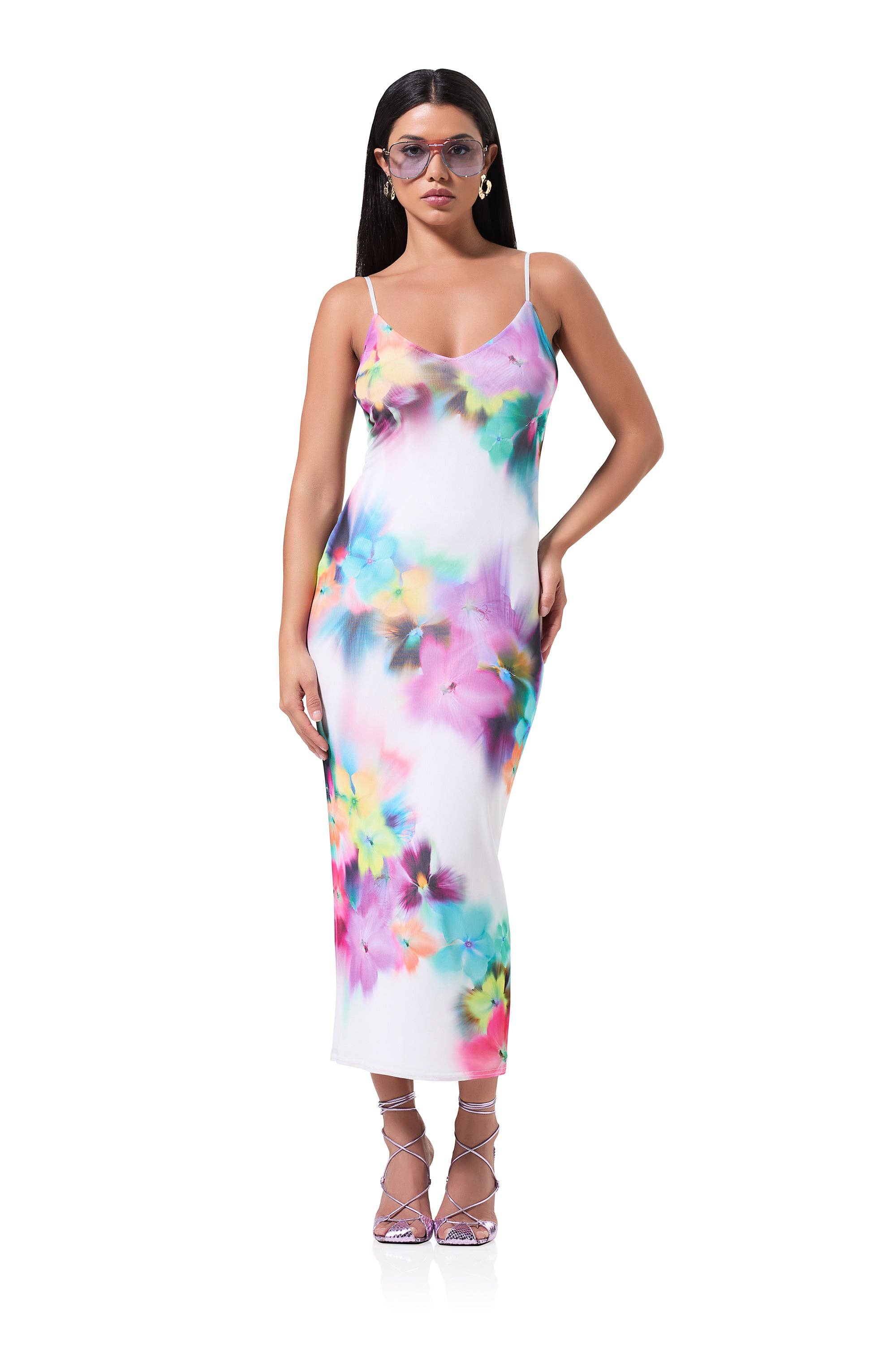 AFRM Amina Mesh Dress - Blur Pansy