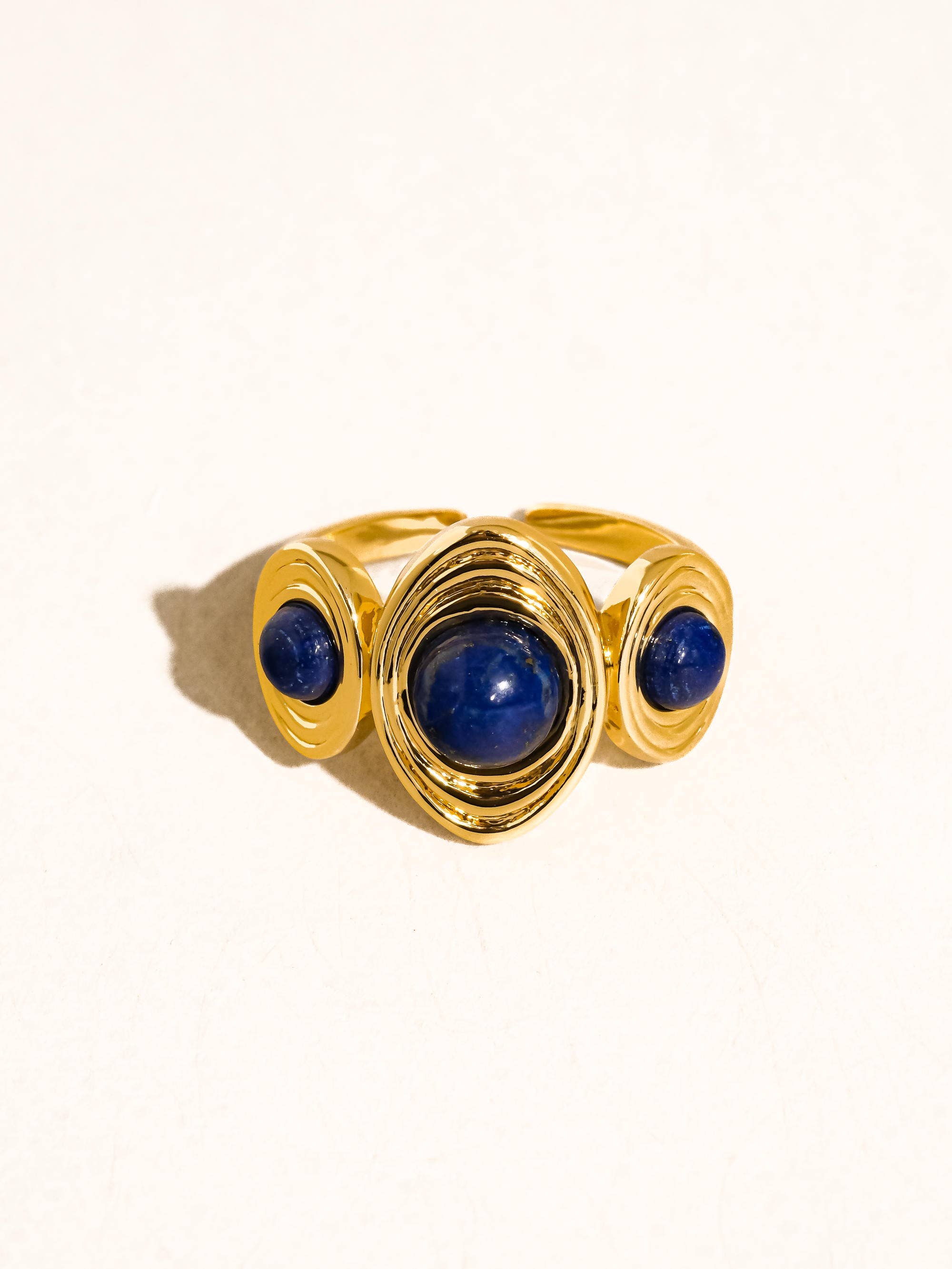 Flanerie Veona 18K Gold Vintage Tri Stone Ring