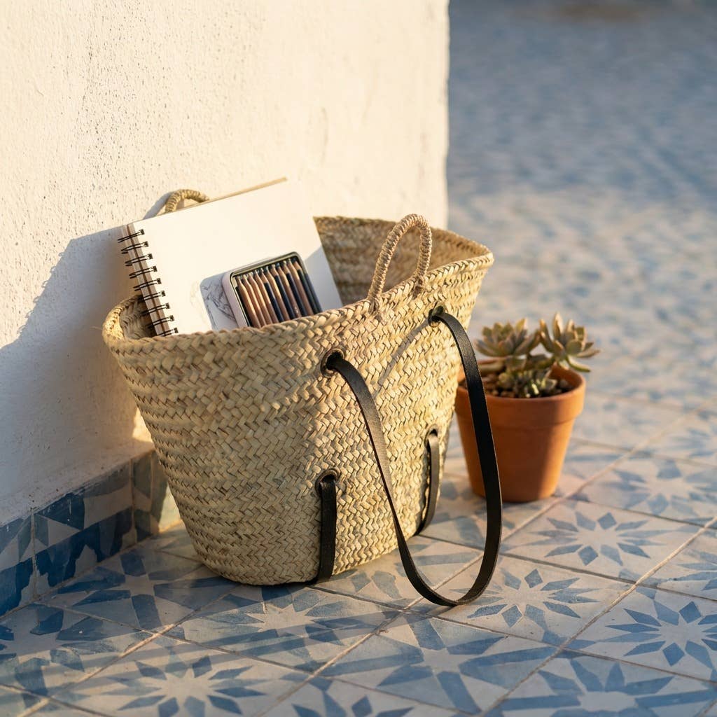 French Market Boho Beach Shopper with Leather Straps #16