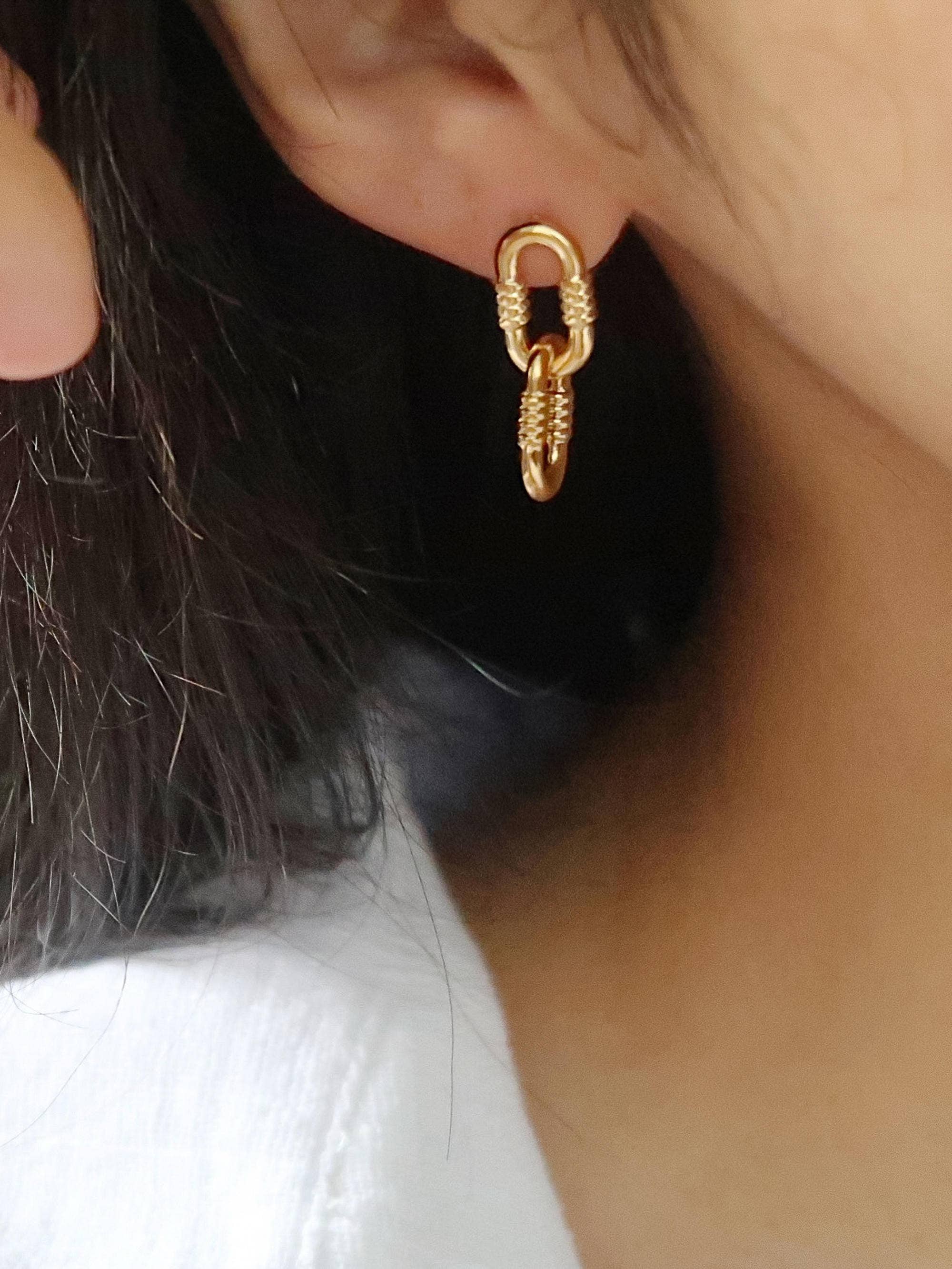 Flânerie Rêve 18K Gold Non-Tarnish Small Link Earrings