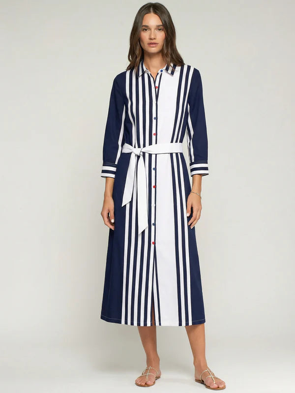 Vilagallo Navy / White Shirt Dress 33409