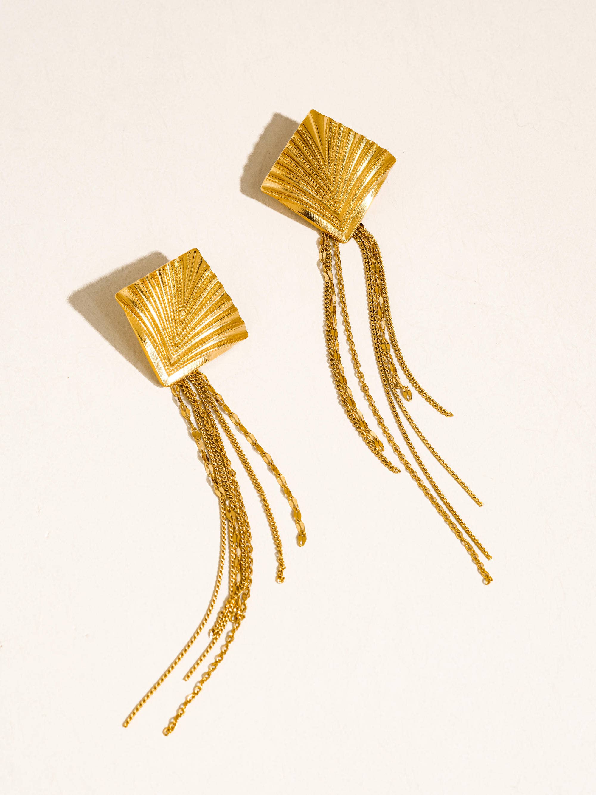 Flânerie Cancale 18K Gold Geometric Tassel Drop Earrings