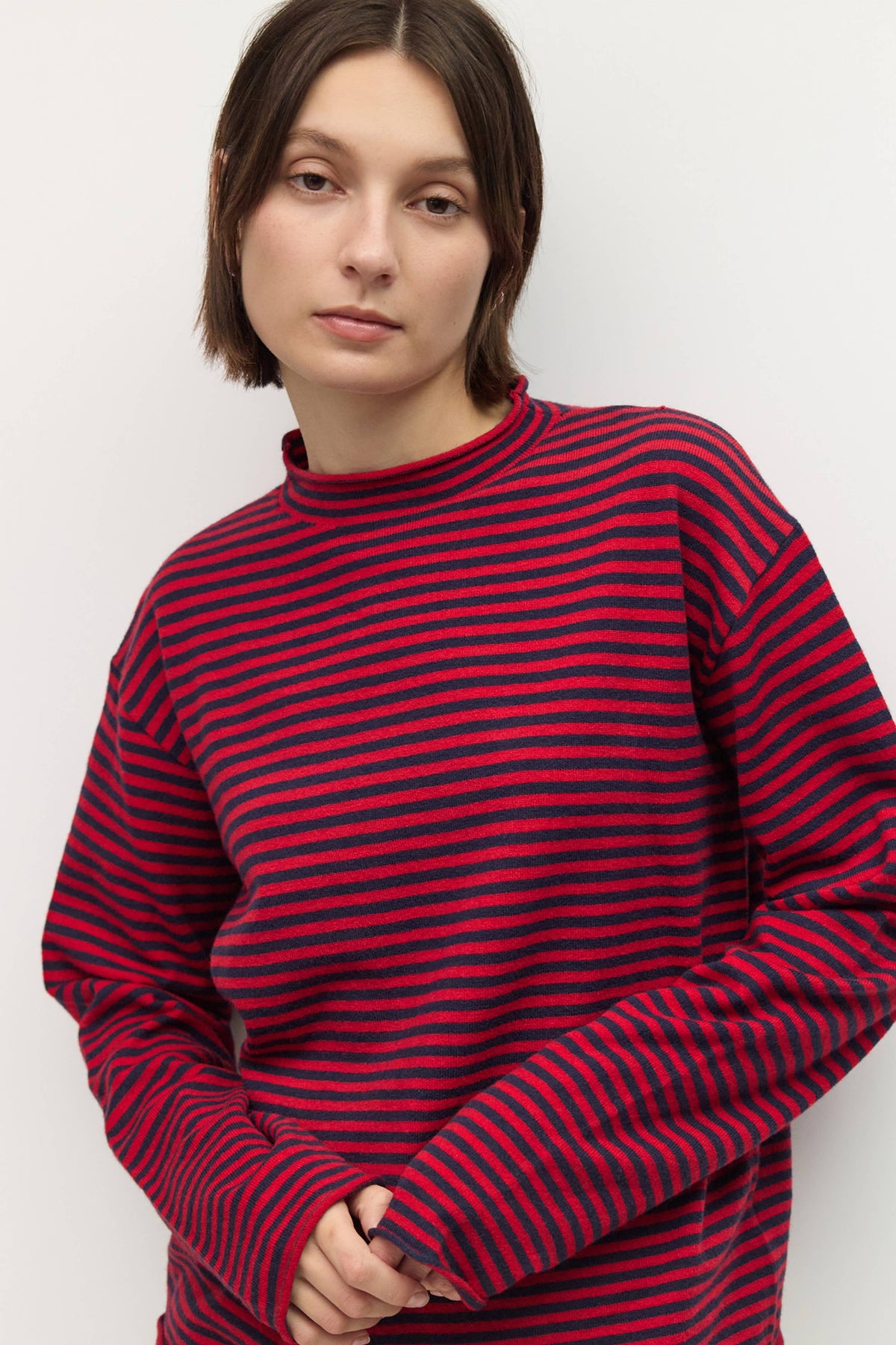 All Row The Cierra Sweater | Striped Mockneck Sweater