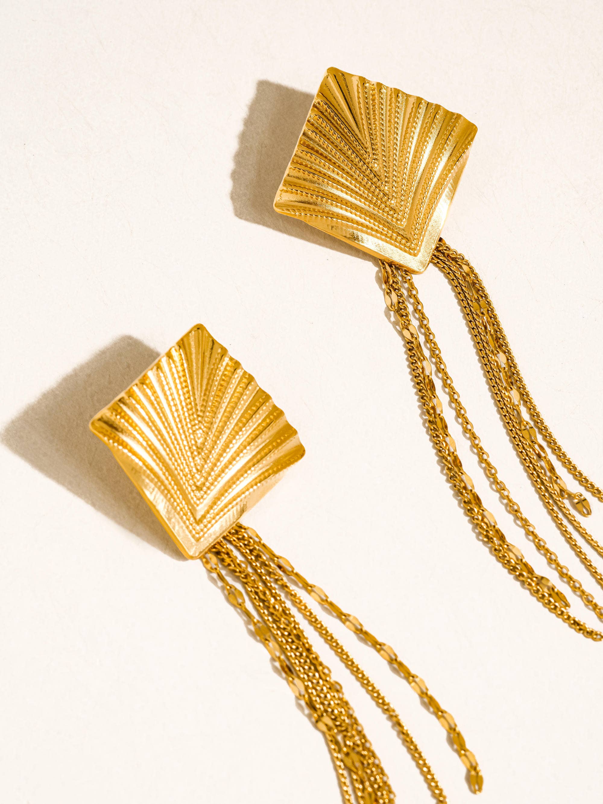 Flânerie Cancale 18K Gold Geometric Tassel Drop Earrings