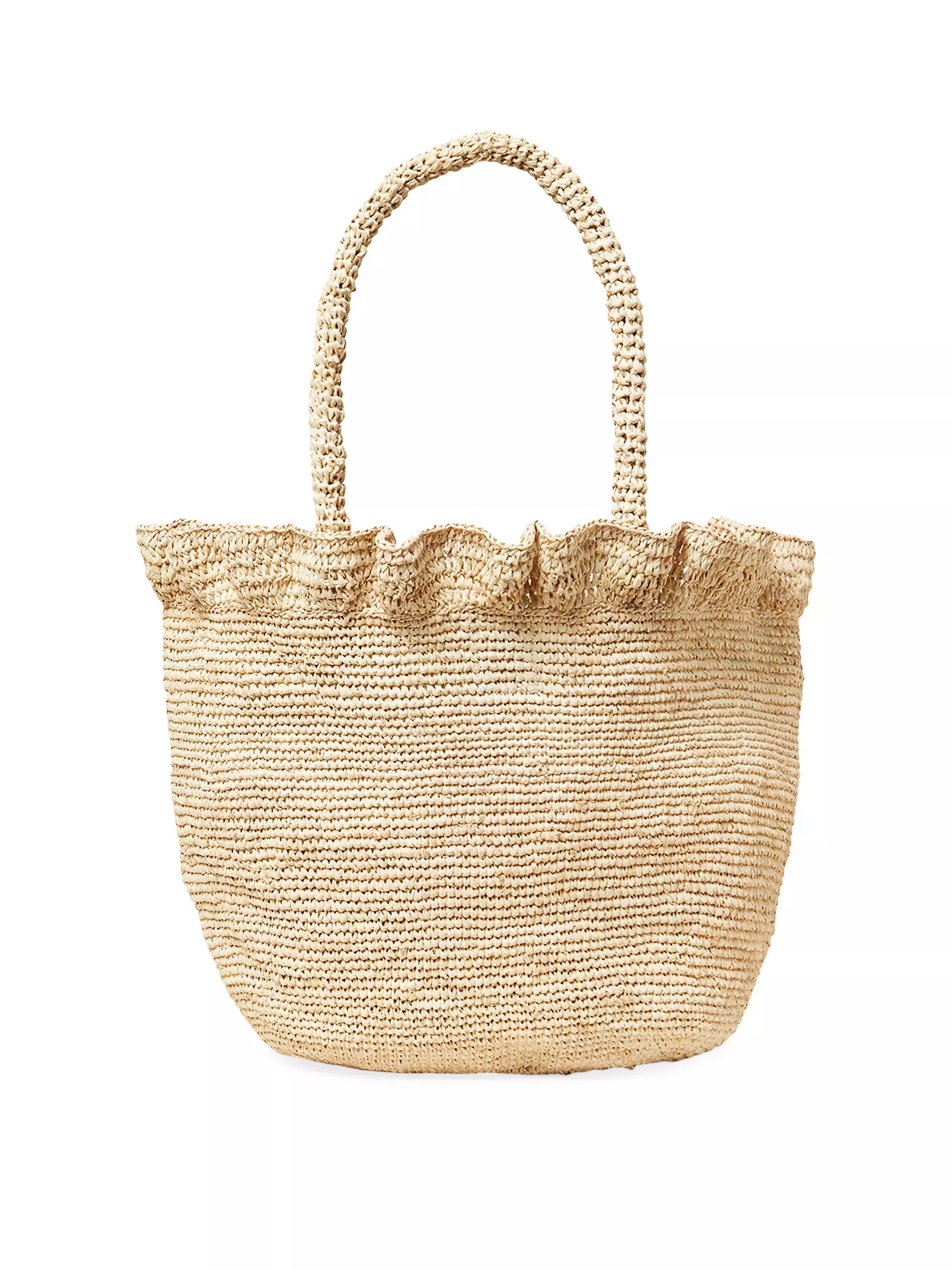 Loeffler Randall Cyrus Natural Raffia Woven Tote With Ruffle