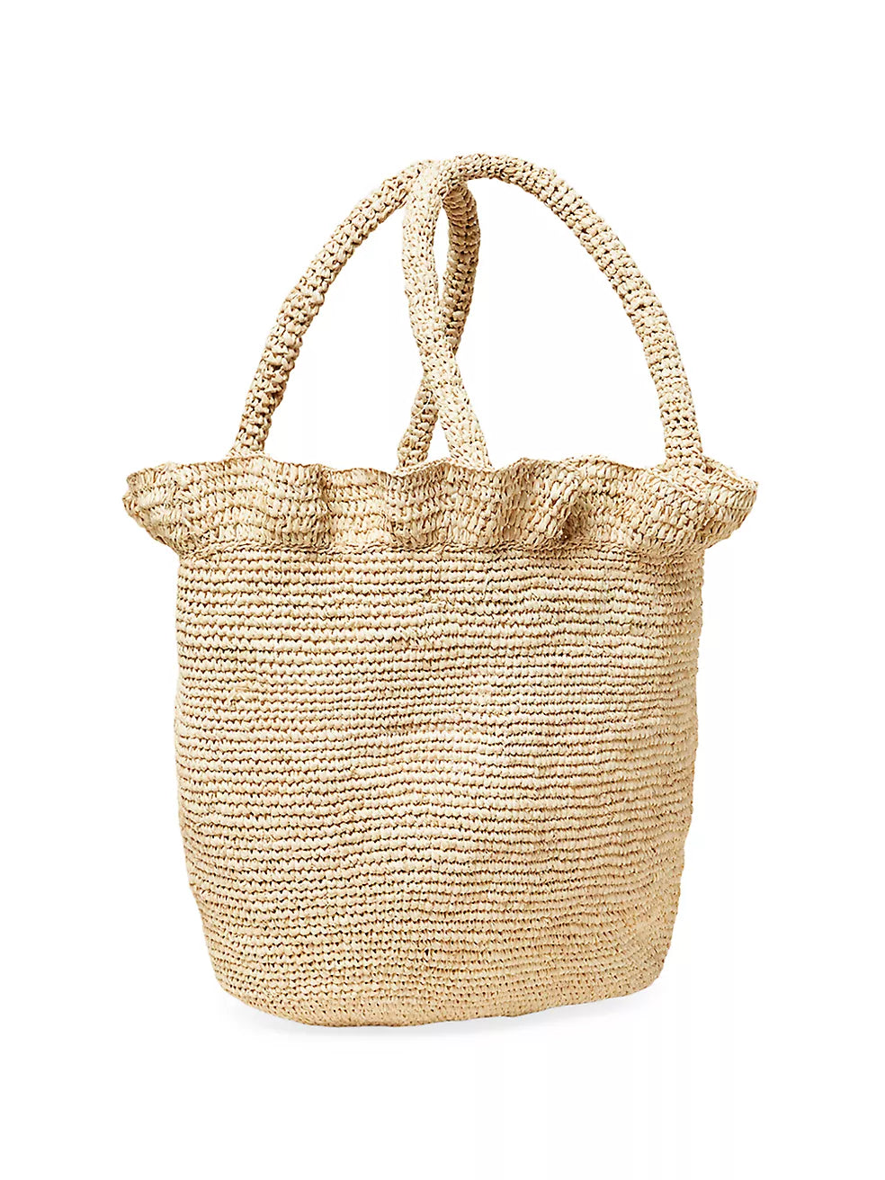 Loeffler Randall Cyrus Natural Raffia Woven Tote With Ruffle