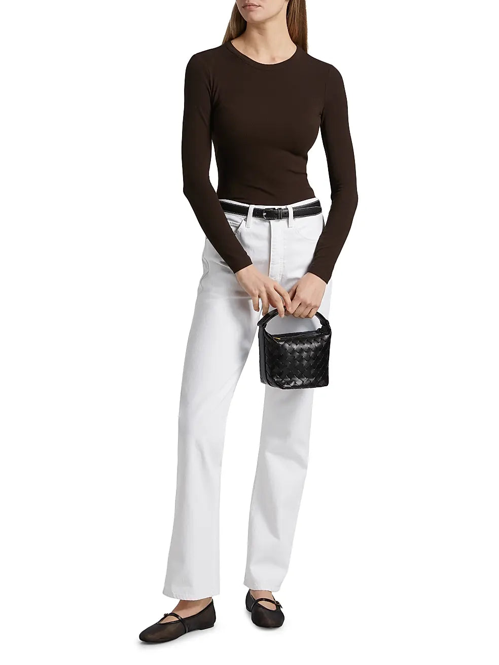 Frame The Rib Long-Sleeve Crewneck Tee Shirt